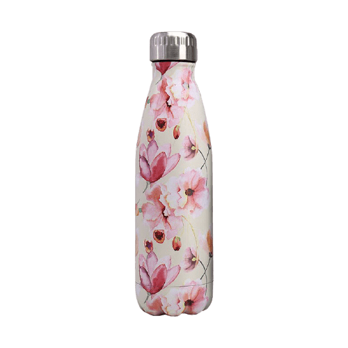 Gourde Isotherme Fleurs Rose Pâle