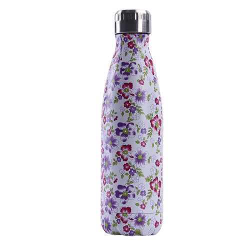 Gourde Isotherme Fleurs Rouge et Violette