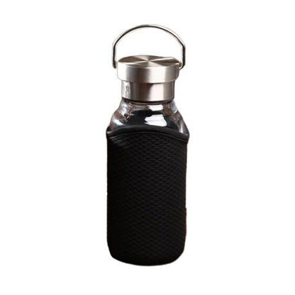 gourde en verre noire bouchon inox