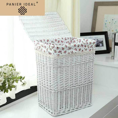 Grand Panier à Linge en Rotin Blanc Ruby