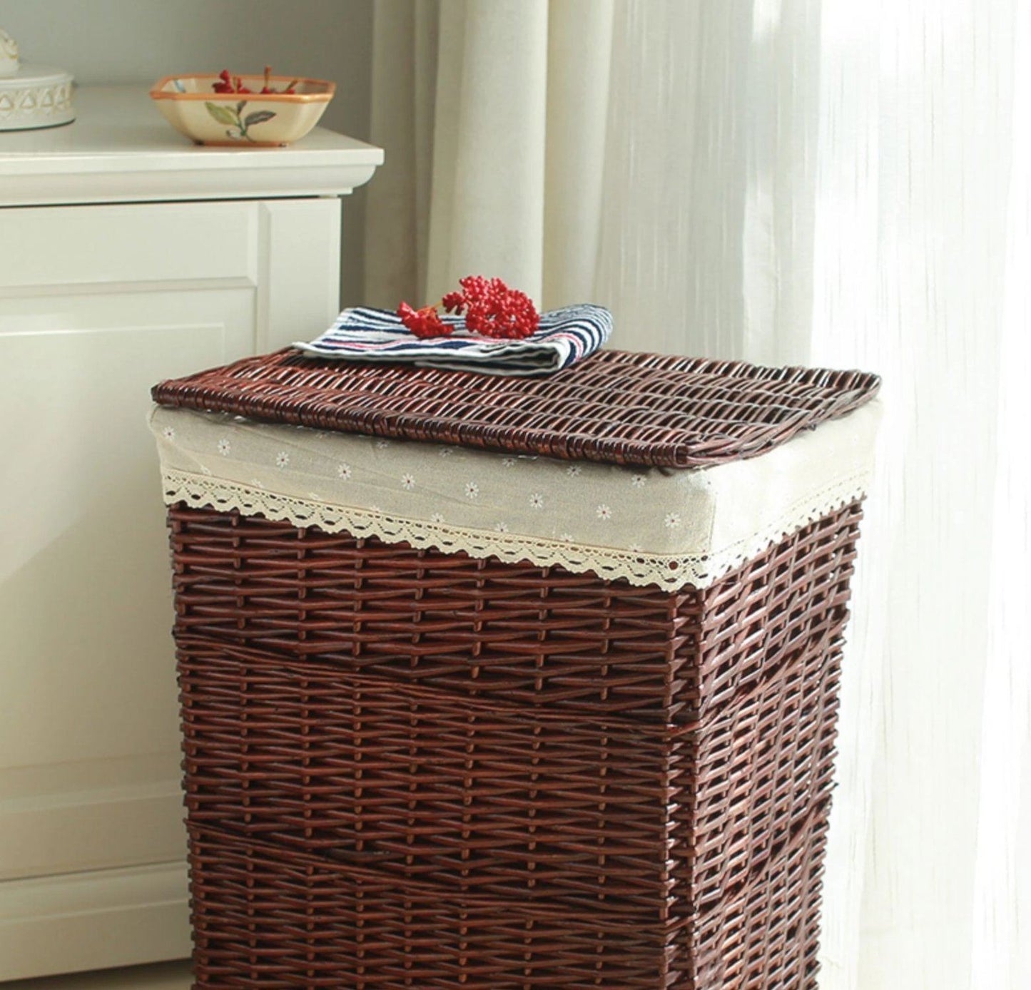 Grand Panier en Osier pour Linge Tradition