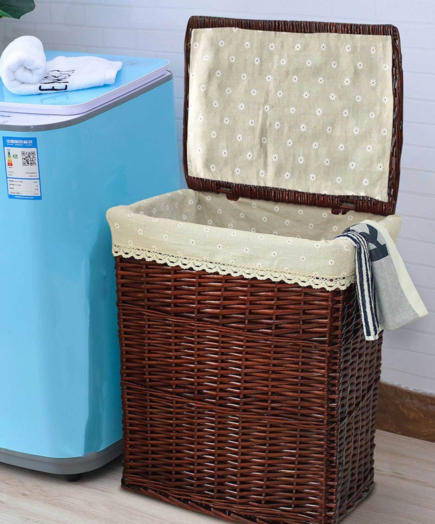 Grand Panier en Osier pour Linge Tradition
