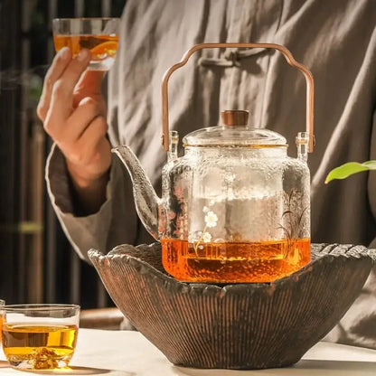 Grande Théière en Verre Vintage (+2 Tasses Offertes)