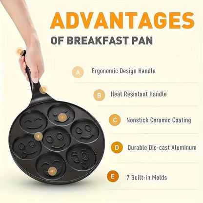 Grille à Mini Pancakes, Poêle avec 7 Moules Eid Al-Adha Mubarak