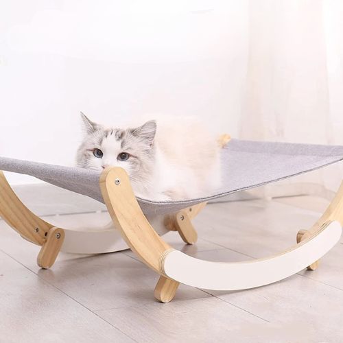 hamac chat en bois à bascule