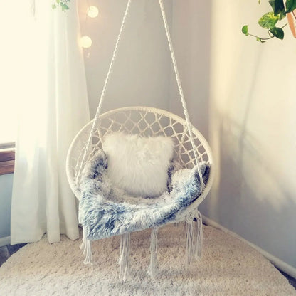 Hamac Sur Pied Rond de Style Chaise en Corde de Coton