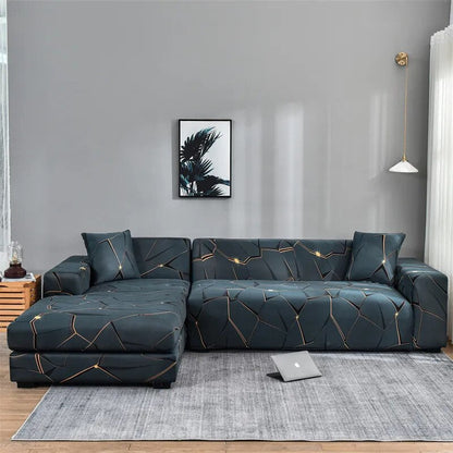 Housse Canapé d'Angle Bleue et Moderne en Polyester