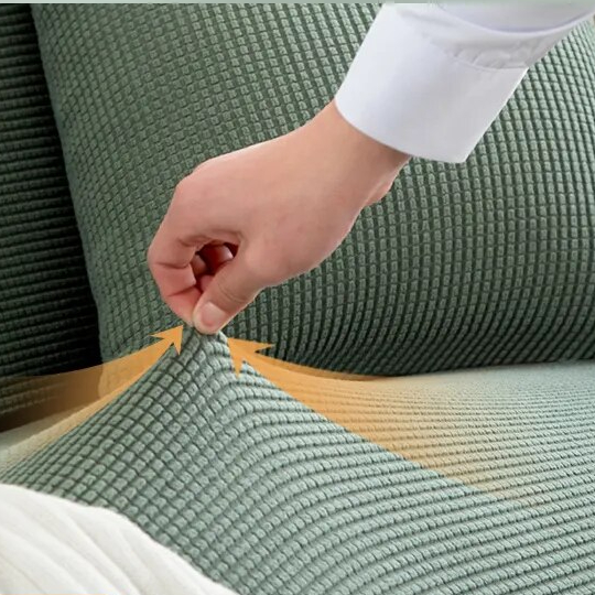 Housse de Canapé Extensible avec Carreaux de Style Maïs en Polyester