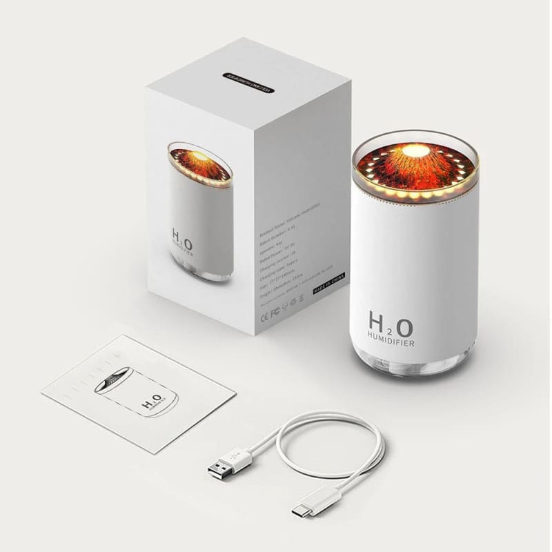 Humidificateur d'air 2en1 veilleuse chaude volcanique - RAKI