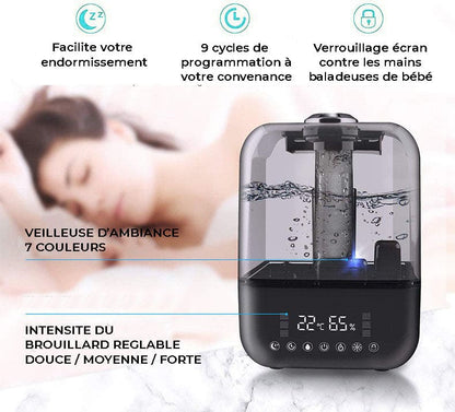 Humidificateur d'air 5L thermomètre hygromètre écran LED - NEON