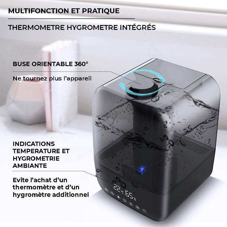 Humidificateur d'air 5L thermomètre hygromètre écran LED - NEON
