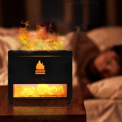 Humidificateur d'air 3en1 pierre de sel effet flammes - ENOZ