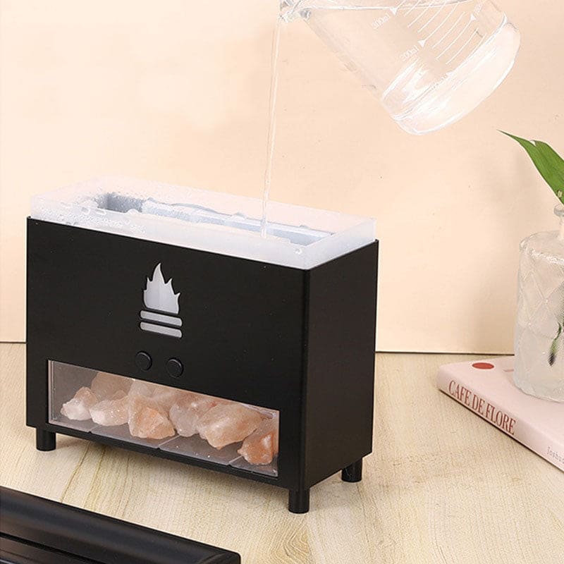 Humidificateur d'air 3en1 pierre de sel effet flammes - ENOZ