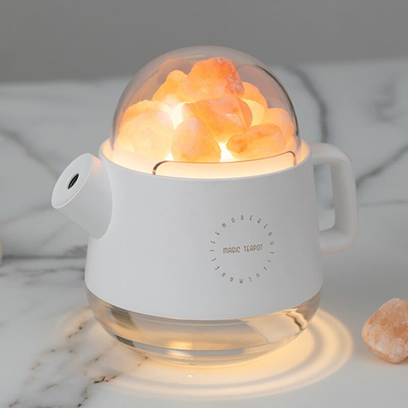 Humidificateur d'air théière et pierres de sel roses - PANDA