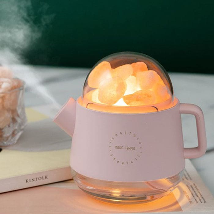 Humidificateur d'air théière et pierres de sel roses - PANDA