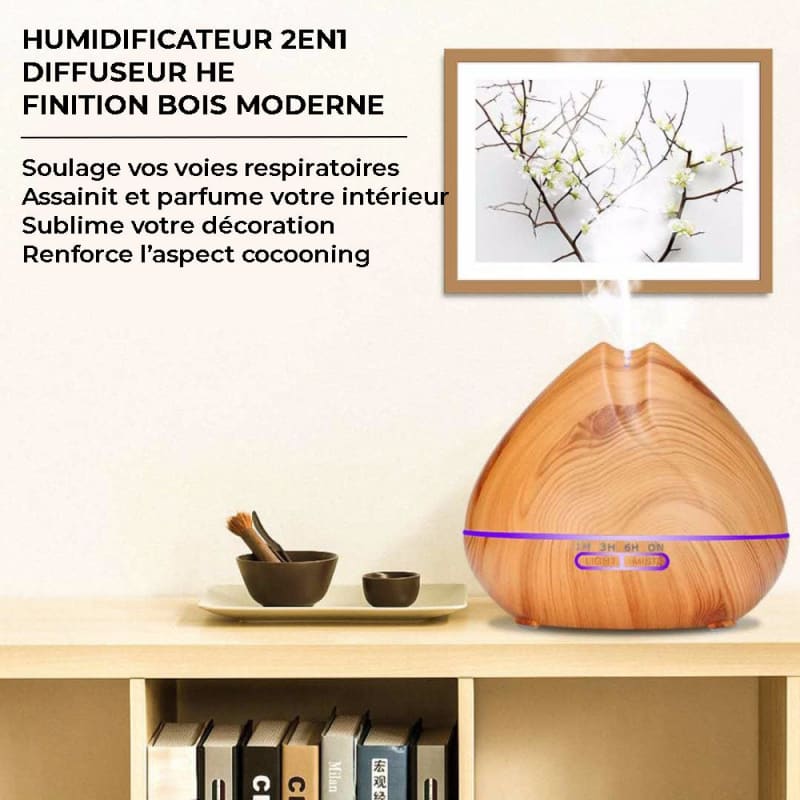 Humidificateur d'air finition bois - GRANY