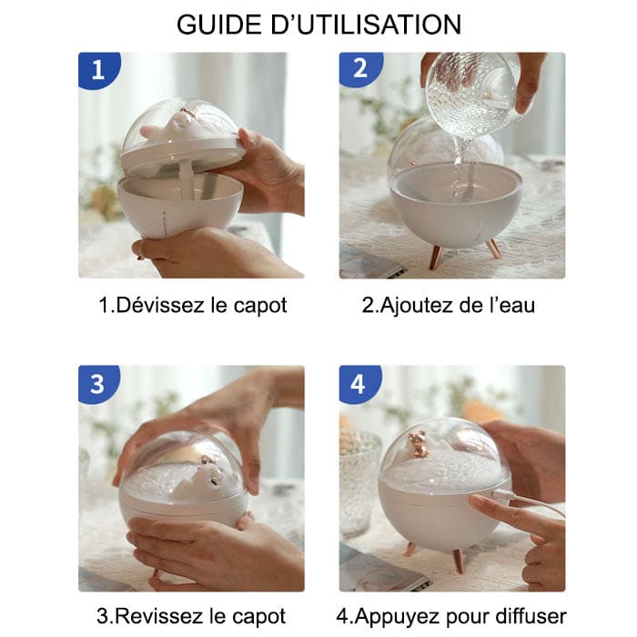 Humidificateur d'air pour chambre avec veilleuse douce - WOODY