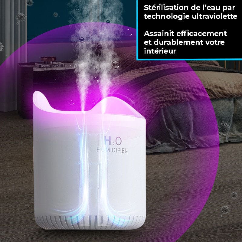 Humidificateur d'air puissant double brumisation 4.5L - PUREA