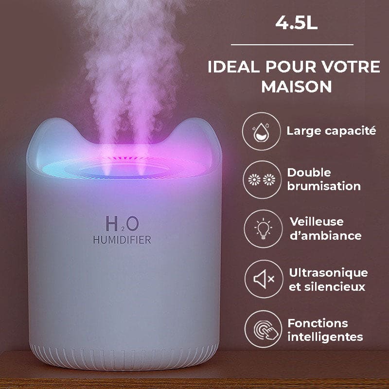 Humidificateur d'air puissant double brumisation 4.5L - PUREA