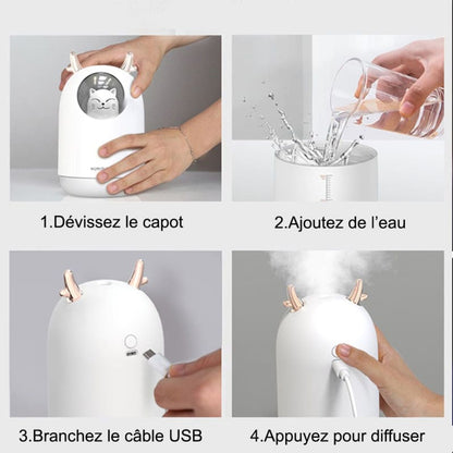 Humidificateur d'air ultrasonique chat kawaii - LIPSO