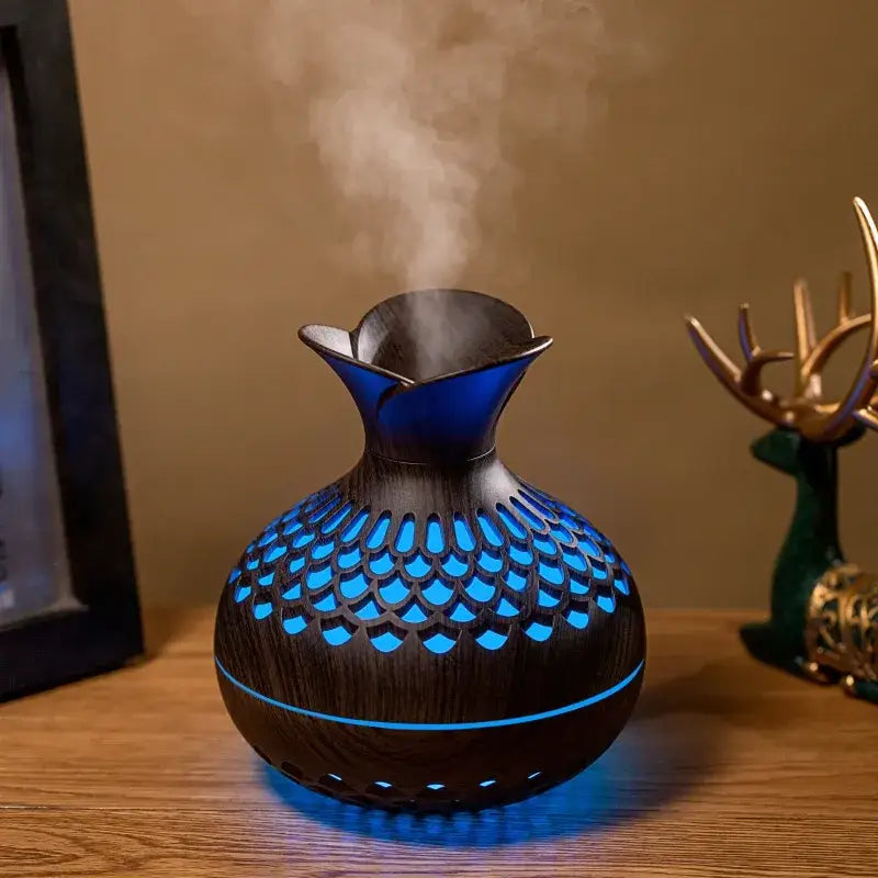 Humidificateur diffuseur HE design vase bois - SOLEA