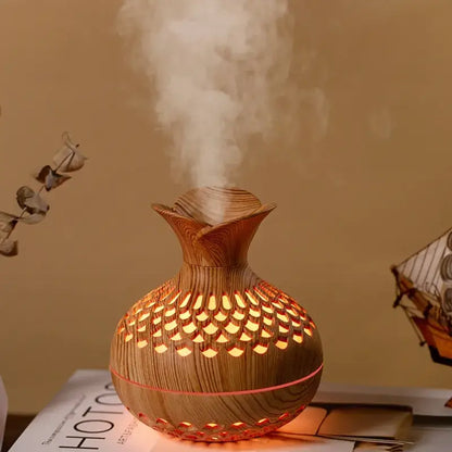 Humidificateur diffuseur HE design vase bois - SOLEA
