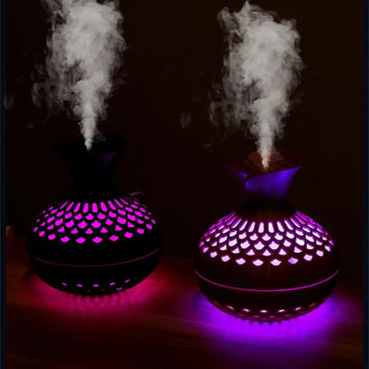 Humidificateur diffuseur HE design vase bois - SOLEA