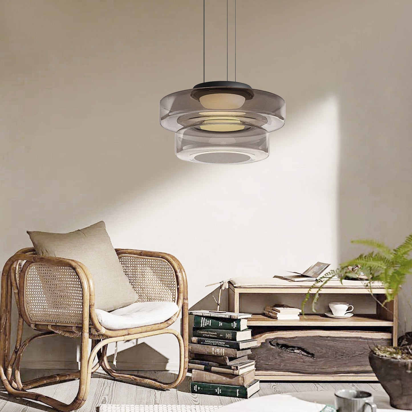 Suspension Lune en Verre - Éclairage Élégant et Modulaire pour Votre Intérieur