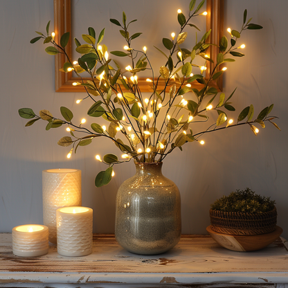 Lumière de fée Rameau d'olivier LED - Décoration Lumineuse Naturelle pour Maison