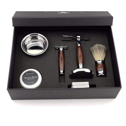 Brun Sombre Kit Rasage Bois LUXE
