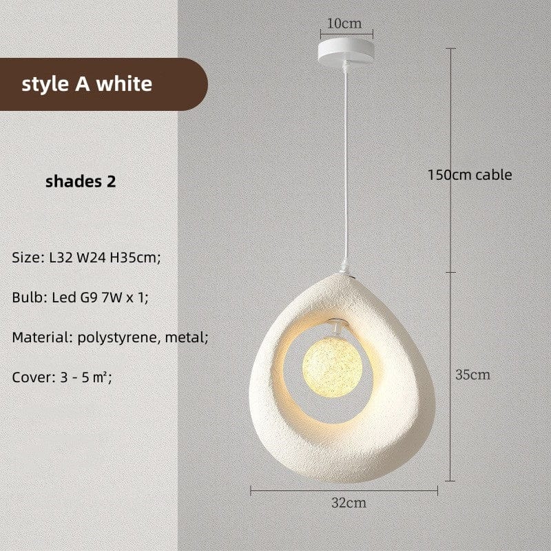 Lampe Suspendue Design Naturel LED – Applique Moderne en Polystyrène