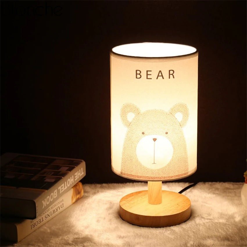 Lampe de chevet Bois Abat-jour Animaux  LampesDeChevet Ours  