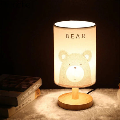 Lampe de chevet Bois Abat-jour Animaux  LampesDeChevet Ours  