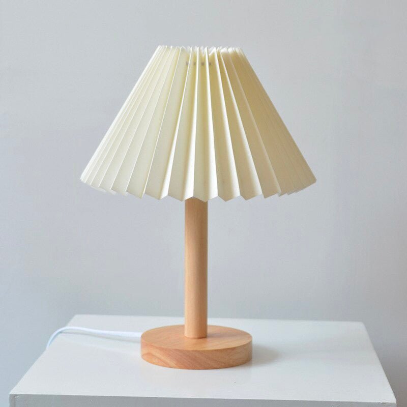Lampe de chevet Bois Abat-Jour Plié  LampesDeChevet Grande Blanche 