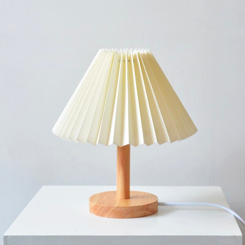 Lampe de chevet Bois Abat-Jour Plié  LampesDeChevet Petite Blanche 