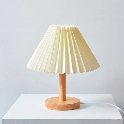 Lampe de chevet Bois Abat-Jour Plié  LampesDeChevet Petite Blanche 