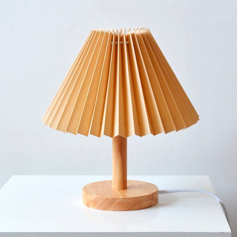 Lampe de chevet Bois Abat-Jour Plié  LampesDeChevet Petite Café 