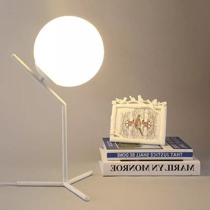 Lampe de chevet Design Boule en Verre  LampesDeChevet Blanc  