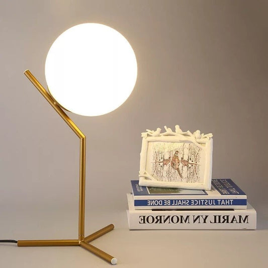 Lampe de chevet Design Boule en Verre  LampesDeChevet Dorée  