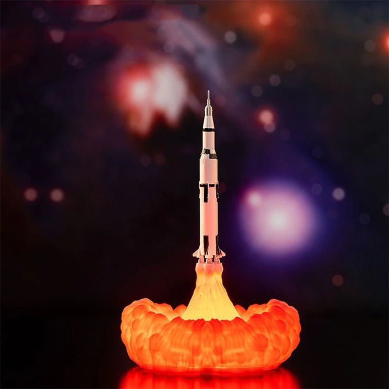 Lampe de chevet Enfant Fusée en décollage  LampesDeChevet Saturn V  