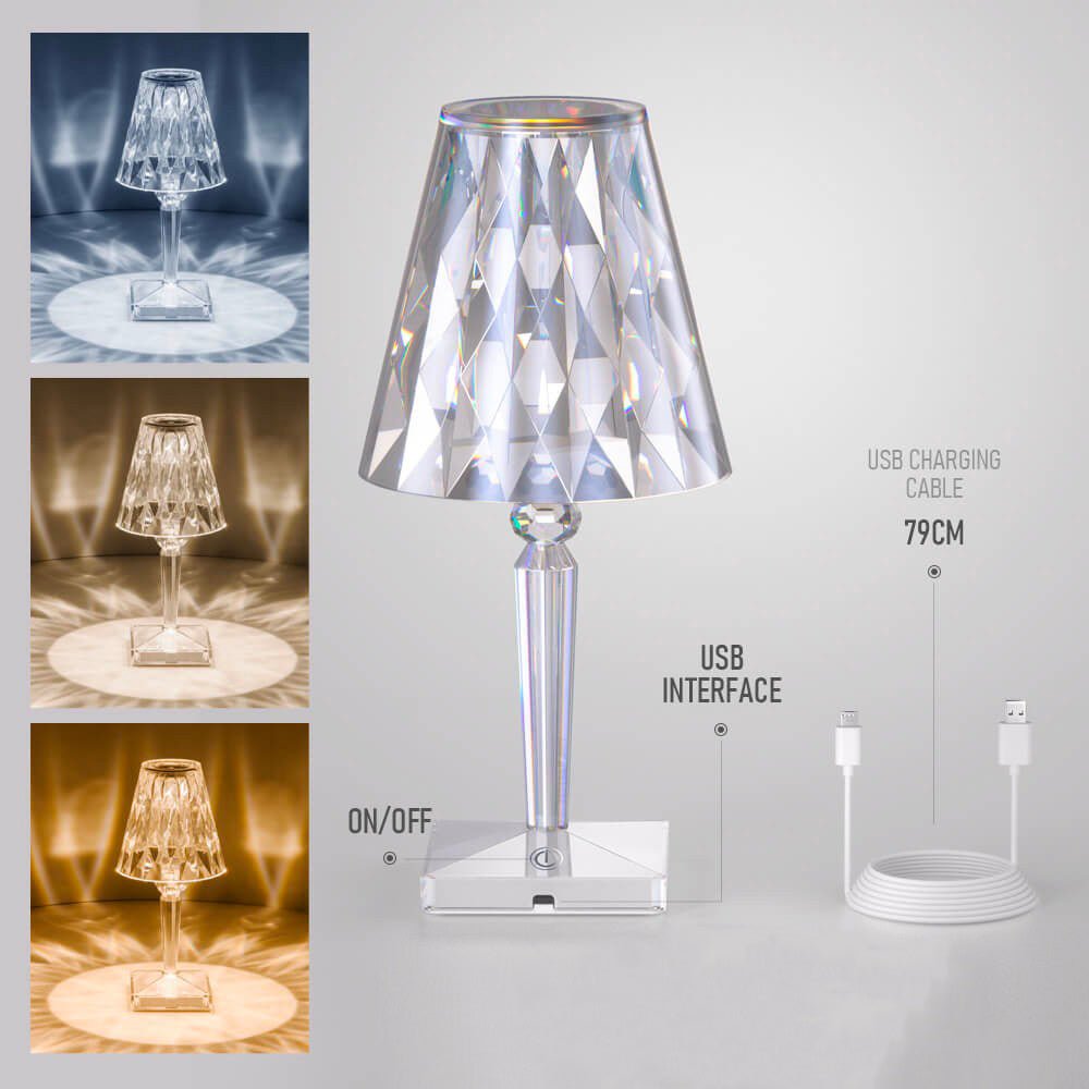 Lampe de chevet LED Diamant  LampesDeChevet Avec batterie Diamant 