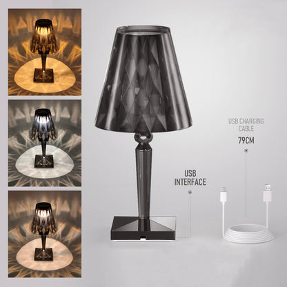 Lampe de chevet LED Diamant  LampesDeChevet Avec batterie Noir 