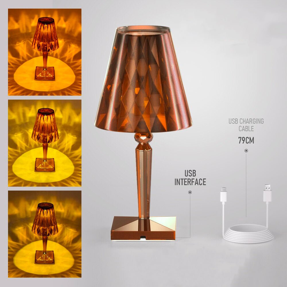Lampe de chevet LED Diamant  LampesDeChevet Avec batterie Orange 