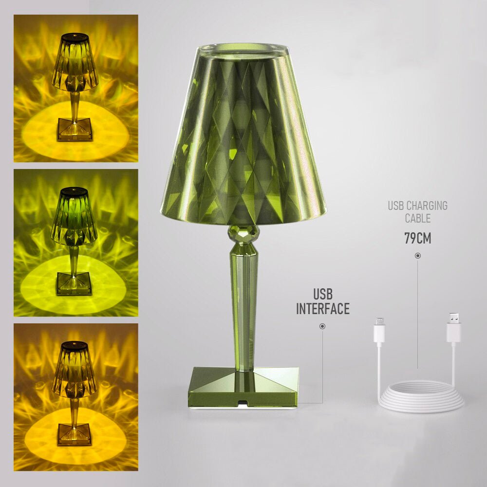 Lampe de chevet LED Diamant  LampesDeChevet Avec batterie Vert 