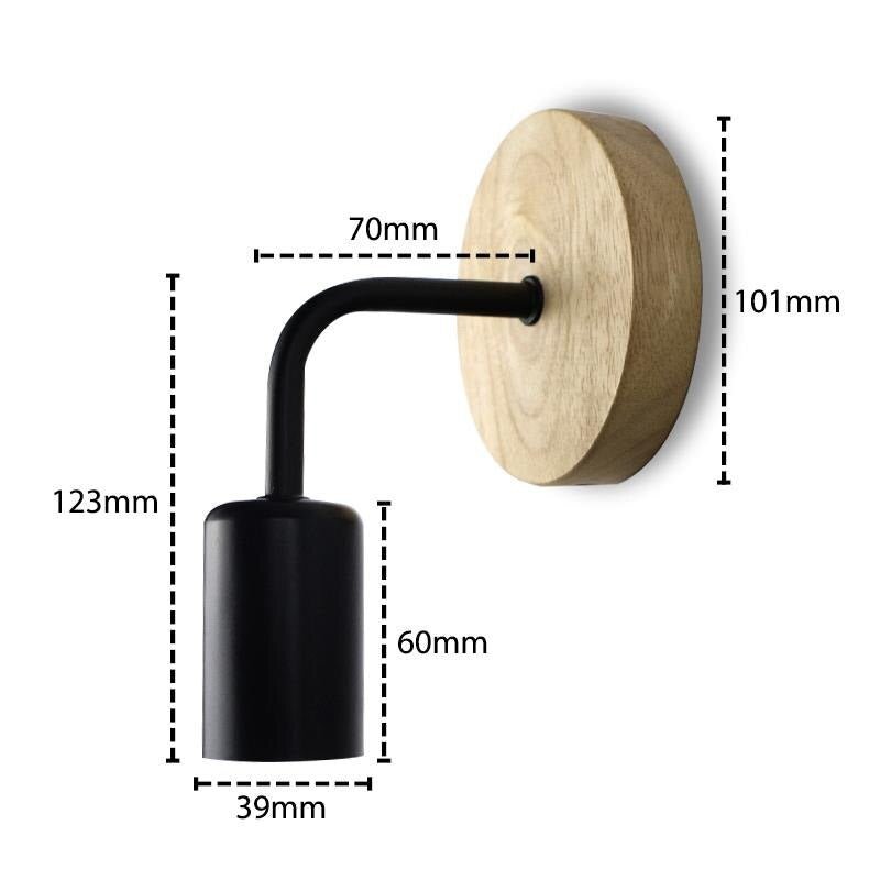 Lampe de chevet Murale Bois et Noir/Blanc