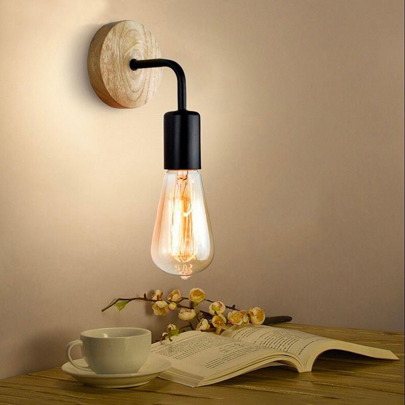 Lampe de chevet Murale Bois et Noir/Blanc