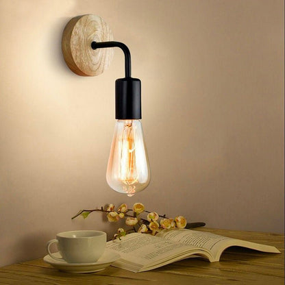Lampe de chevet Murale Bois et Noir/Blanc