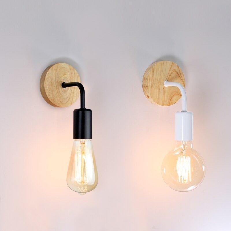 Lampe de chevet Murale Bois et Noir/Blanc  LampesDeChevet Blanc  