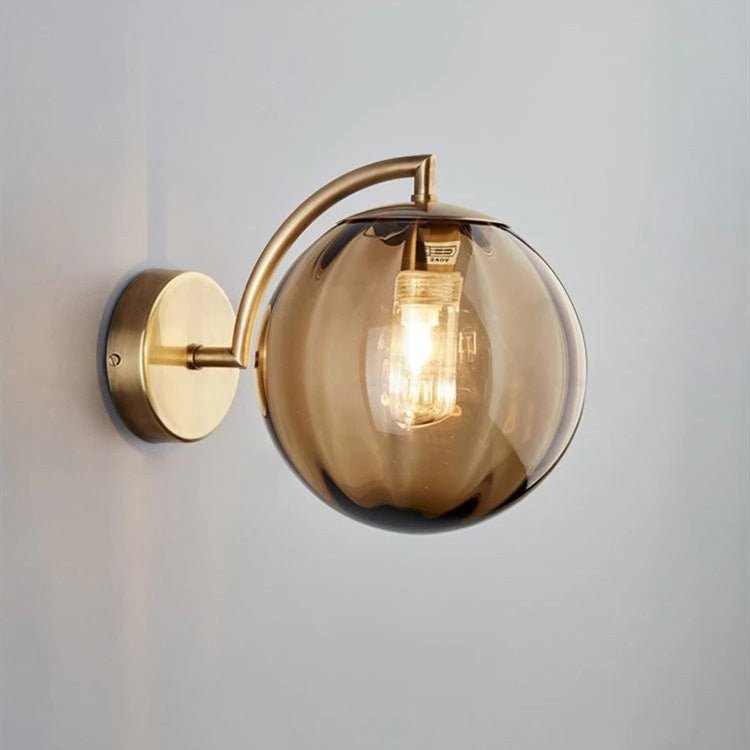Lampe de chevet Murale Design Boule en verre Fumé  LampesDeChevet Marron  