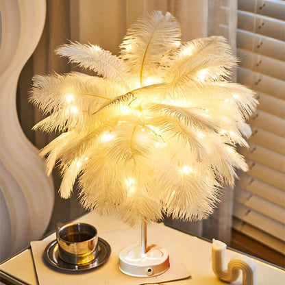 Lampe de chevet Plumes LED  LampesDeChevet Blanc  